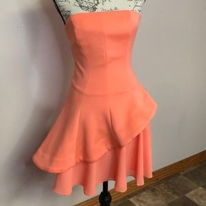 Coral Strapless Cocktail Dress
